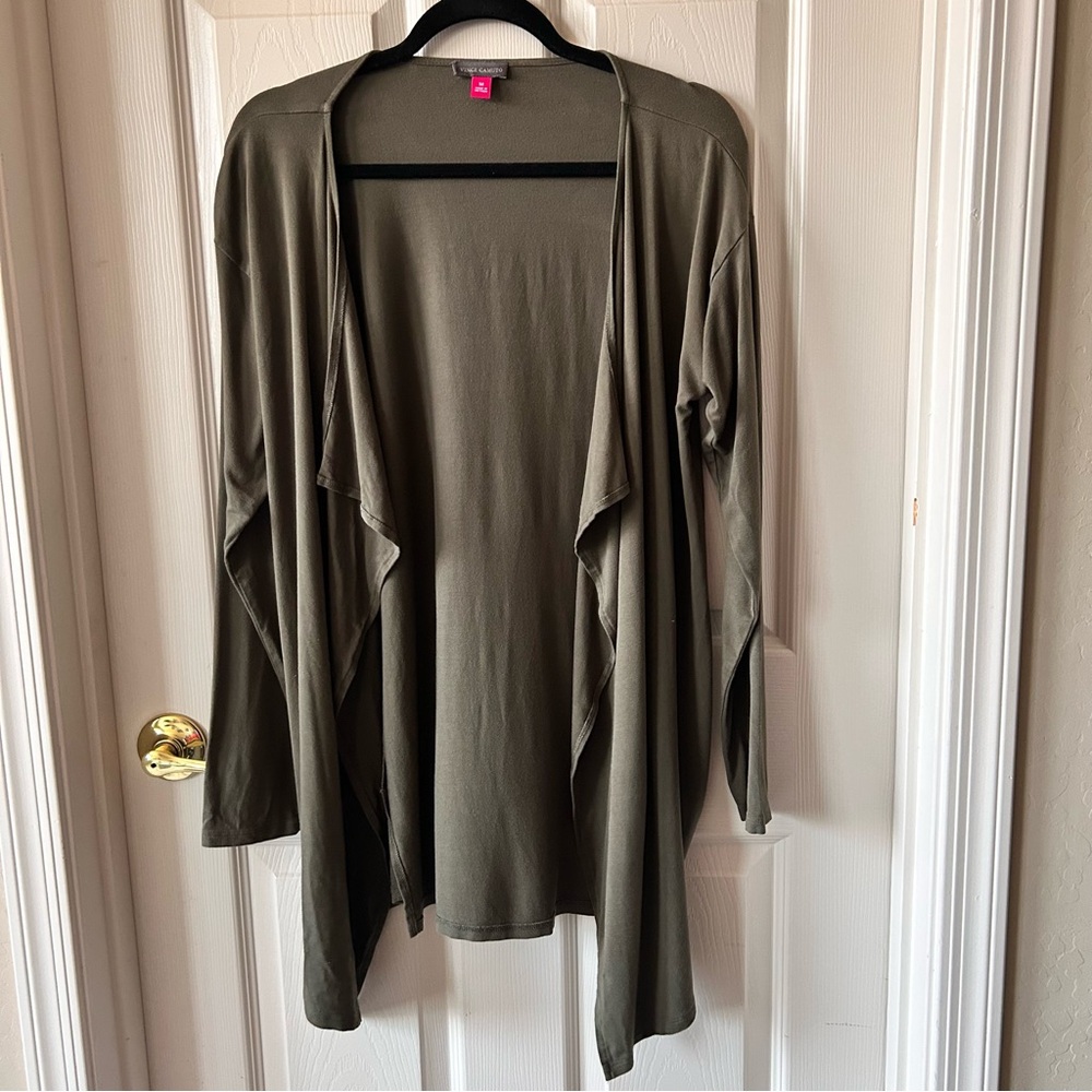 Vince Camuto Olive Green Draped Open Cardigan, Women’s Medium Fall Autumn